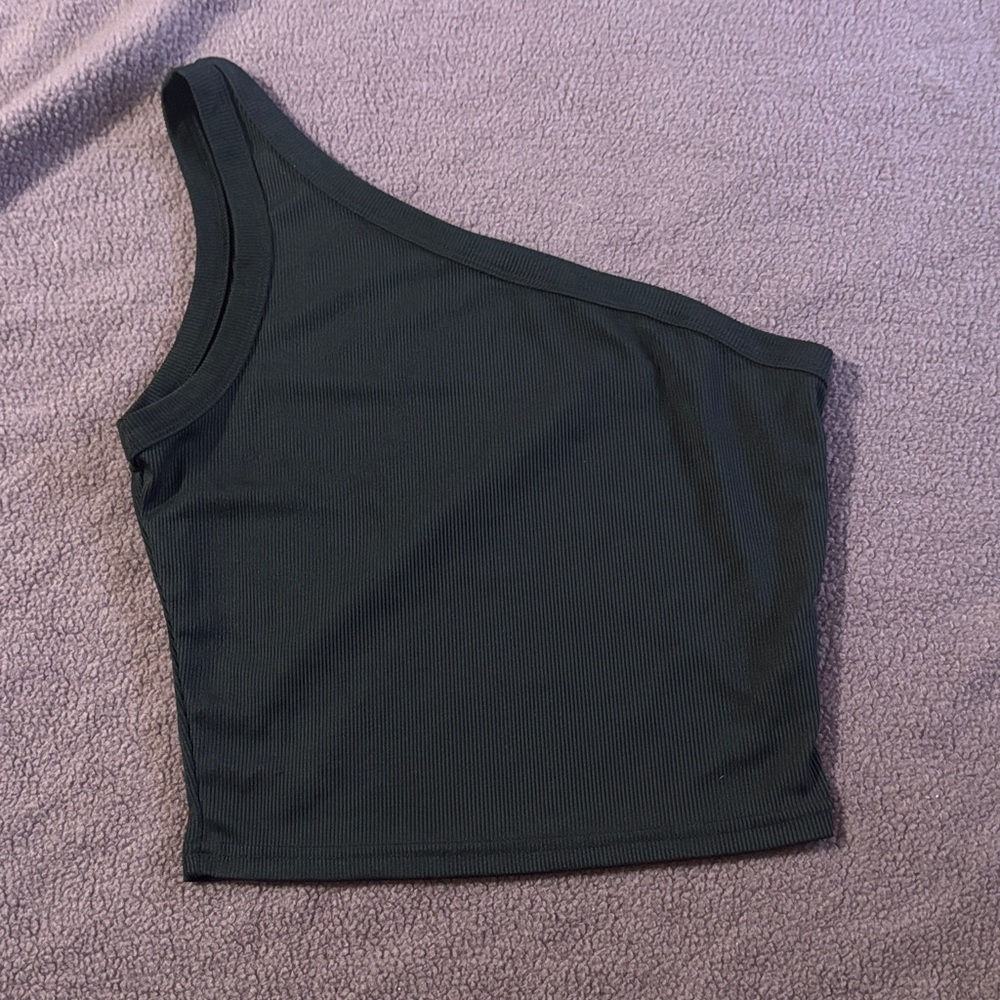 One-Shoulder Black Top